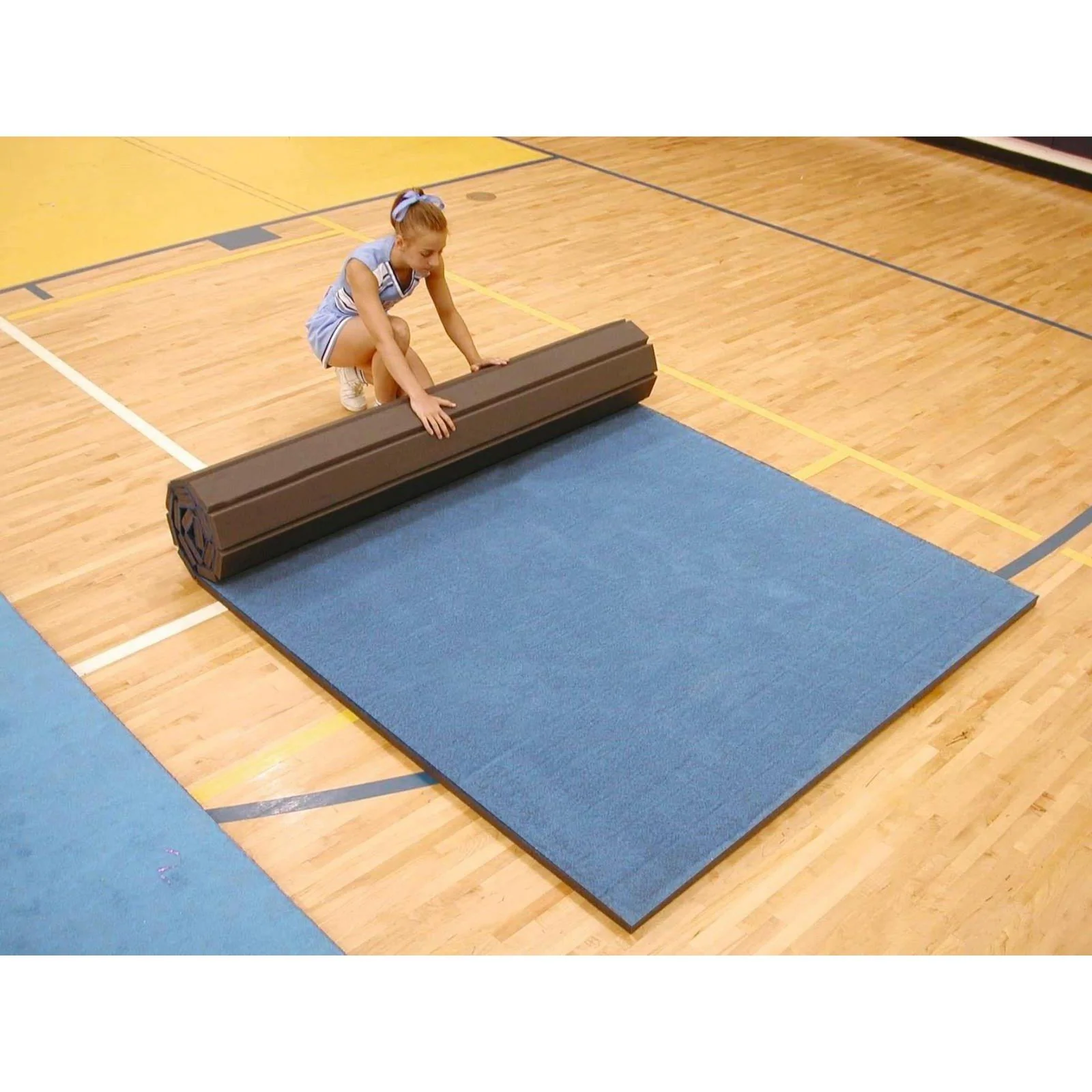 12 metre Cannons UK Rollaway Gymnastics Wrestling Martial Arts Mat Vinyl Top Blue or Black - Image 4