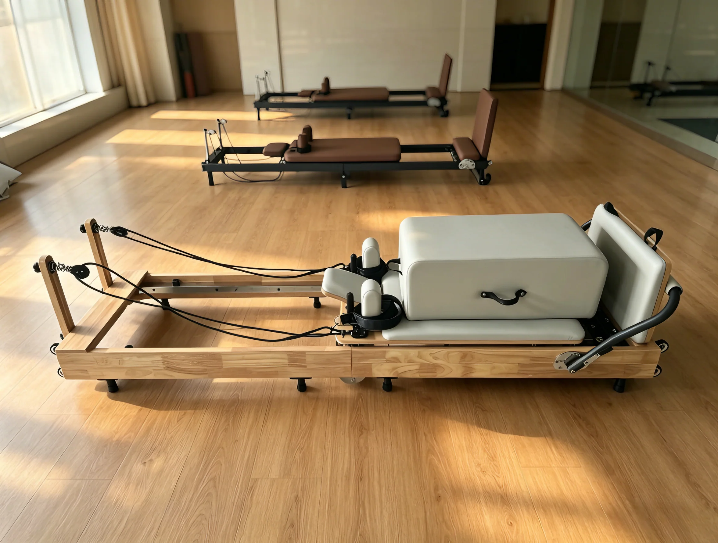 Cannons UK Luxury Wooden Pilates Reformer Machine – Foldable Home Studio Reformer - Image 3